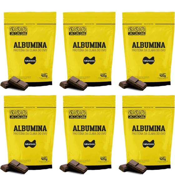 Imagem de Kit 6x Albumina Naturovos 420g Sabor Chocolate