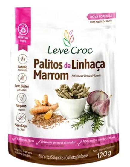 Imagem de Kit 6X: Biscoito Palito Linhaça Marrom Sem Glúten Leve Crock