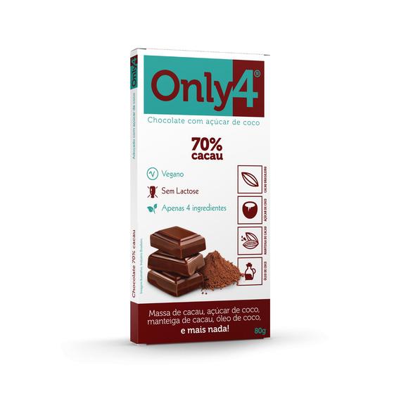 Imagem de Kit 6X: Chocolate 70% Cacau Sem Lactose Vegano Only4 80G