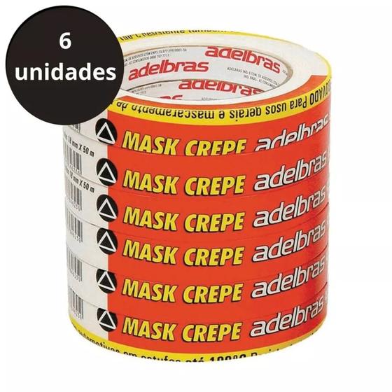 Imagem de Kit 6x FITA CREPE BRANCA MASK 18mm X 50m