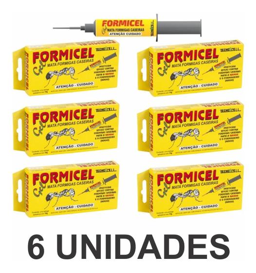 Imagem de Kit 6x Formicel 10g Gel Mata Elimina Ninho Formigas Caseiras