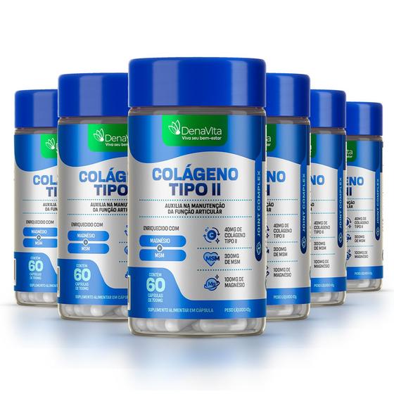 Imagem de Kit 6x Frascos Colágeno Tipo 2 + Msm + Magnésio, Collagen Uc2 - Denavita