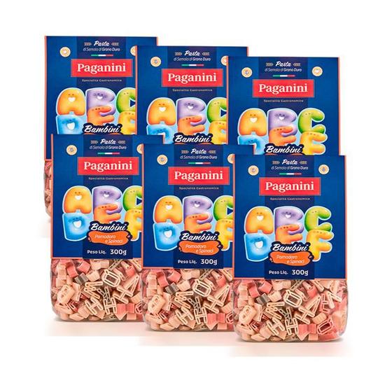 Imagem de Kit 6X: Macarrão Bambini Letrinhas Tricolore Paganini 300g