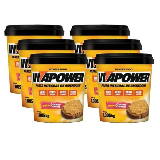 Imagem de Kit 6X: Pasta de Amendoim Integral Crocrante VitaPower 1005g