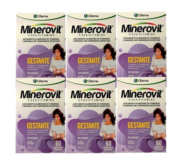 Imagem de Kit 6x Suplemento Minerovit Gestante C/60 Comp - Cifarma