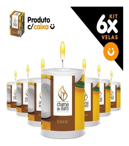 Imagem de Kit 6x Vela Aromática Vela Perfumada 60g - Coco