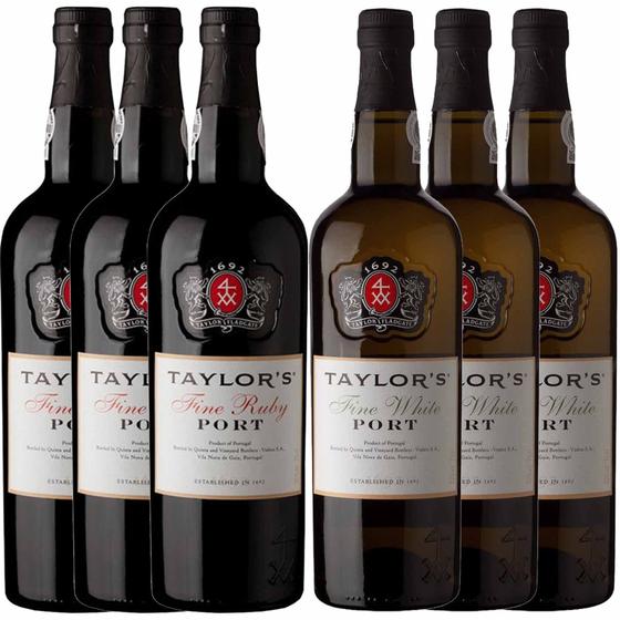 Imagem de Kit 6x Vinho do Porto Taylor's White Fine + Ruby 750ml