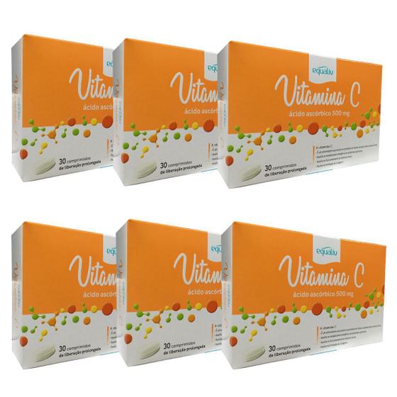 Imagem de Kit 6x Vitamina C 500mg Equaliv 30 cpr Liberação Prolongada