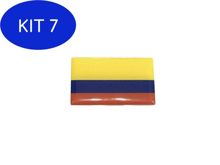 Imagem de Kit 7 Adesivo resinado da bandeira da Colômbia 5x3 cm