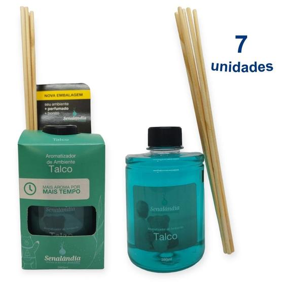 Imagem de Kit 7 Aromatizador de Ambiente Talco Difusor Vareta 280ml Senalândia - Envio Já