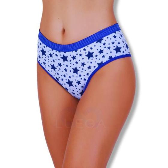 Imagem de Kit 7 Calcinhas De Algodão Tanga Estampada Cintura Alta Coloridas 
