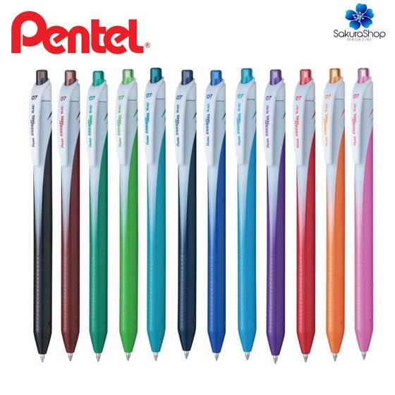 Imagem de Kit 7 Caneta Gel Energel Wave Pentel 0.7 Mm Retratil