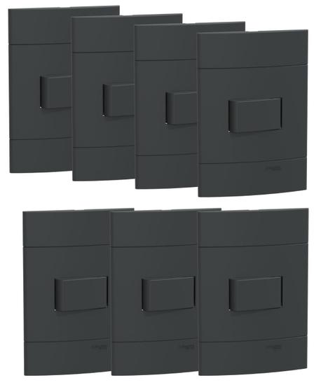 Imagem de Kit 7 conjunto de interruptores simples cor grafite 10a 250v schneider