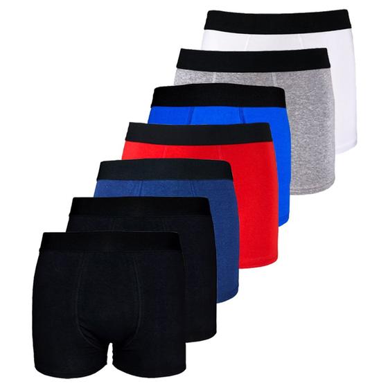 Imagem de Kit 7 Cuecas Boxer Box Algodão Cotton Lisa Básica Casual