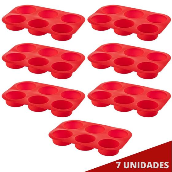 Imagem de Kit 7 Formas de Silicone 6 Cupcakes Sortida Petit Gateau