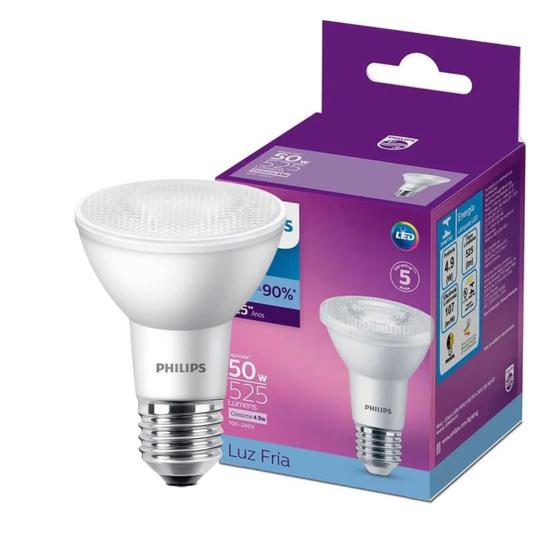 Imagem de Kit 7 Lampada Led Philips Par20 4,9w Branco Frio 6500K E27 Bivolt