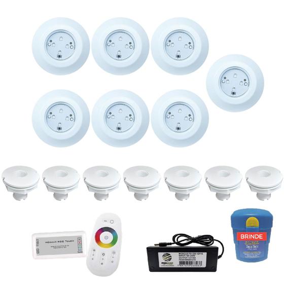 Imagem de Kit 7 Leds 9w Para Iluminação Piscina 84m² + Módulo + Nichos