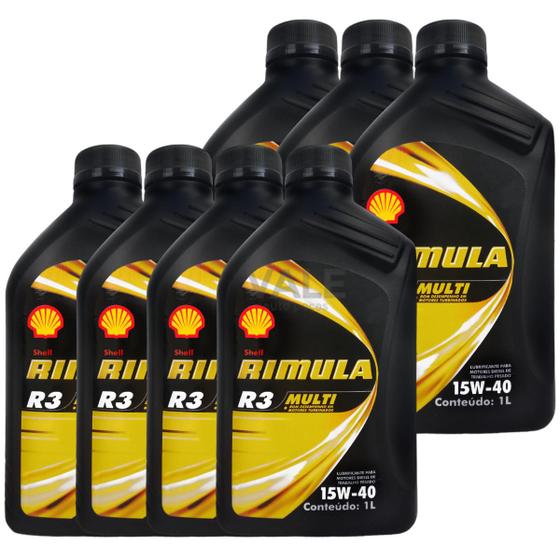Imagem de Kit 7 Litros Óleo de Motor Diesel Pesado Rimula R3 Multi CH4 15w40 Lubrificante Shell