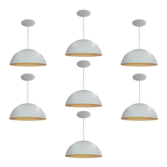 Imagem de Kit 7 Luminária Pendente Meia Lua 34cm Com Interior Cobre Com Fiação 110/220v