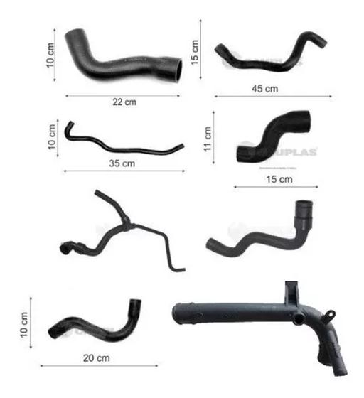 Imagem de Kit 7 Mangueiras + Tubo Água Gm Novo Corsa 1.8 8v 03/10