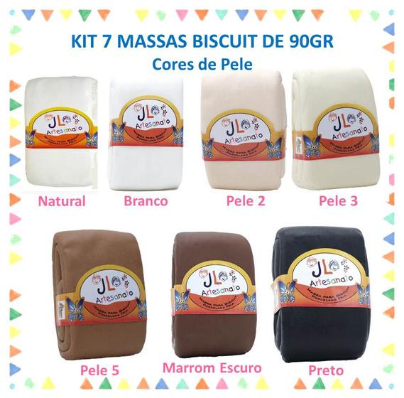 Imagem de Kit 7 Massas De Biscuit Jl 90 Gramas Cores De Pele