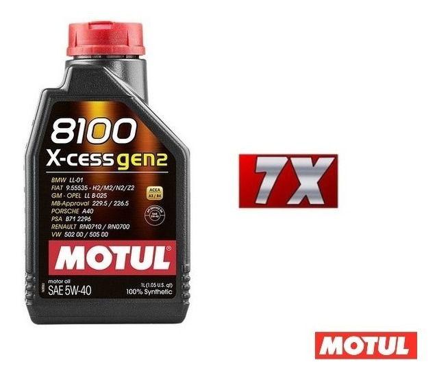 Imagem de Kit 7 Óleos Motul Alta Potência Sintét 8100 X-cess 5w40 Gen2