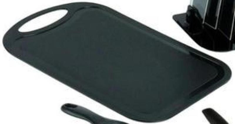 Imagem de Kit 7 Pçs Jogo De Cozinha Com Suporte Tábua Facas Cutelo