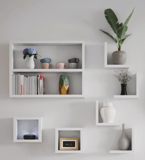 Kit 7 Peças Nicho 10cm Largura Mdf Branco Com Kit Instalação Menor preço em Kit 7 Peças Nicho 10cm Largura Mdf Branco Com Kit Instalação