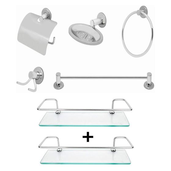 Imagem de Kit 7 peças para banheiro - combo para banheiro - kit inox para lavatorio