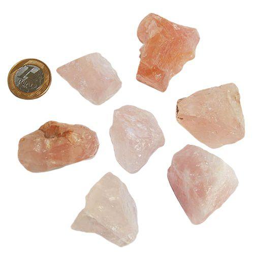 Imagem de Kit 7 Pedras Quartzo Rosa Extra Pedra Bruta Natural