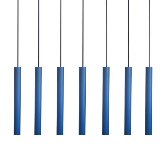 Imagem de Kit 7 Pendente Luminária Tubo Azul 30 Cm