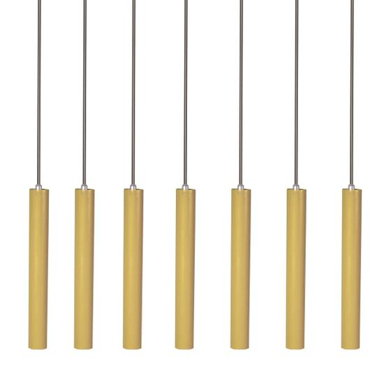 Imagem de Kit 7 Pendente Luminária Tubo Dourado Fosco 30 Cm