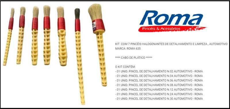 Imagem de Kit 7 Pinceis Para Detalhamento Automotivo Serie 635 - Roma