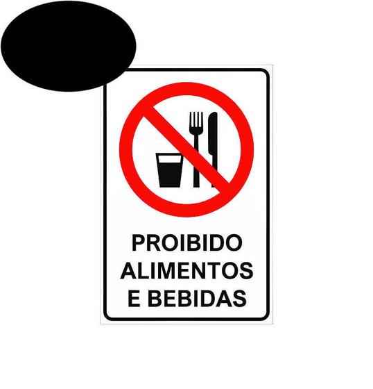 Imagem de Kit 7 Placa Sinalização Proibido Alimentos E Bebidas 17X25Cm