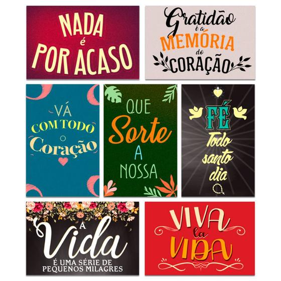 Imagem de Kit 7 Placas Decorativas Frases Motivacional Mdf 20x13 cm