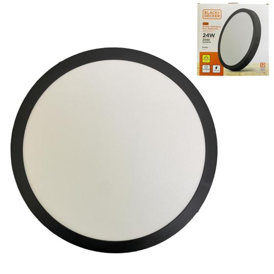 Kit 7 Plafon Sobrepor Redondo Preto 24w Branco Quente 3000k Menor preço em Kit 7 Plafon Sobrepor Redondo Preto 24w Branco Quente 3000k