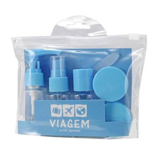 Imagem de Kit 7 Porta Frascos Viagem Organizador Mala Mão Bolsa Necessaire Shampoo Creme Perfume Cuidado Pessoal