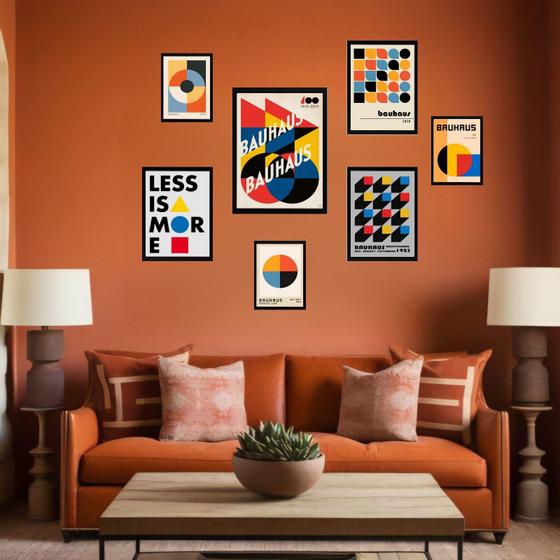 Imagem de Kit 7 Quadros Decorativos Bauhaus - Posters - Com Vidro