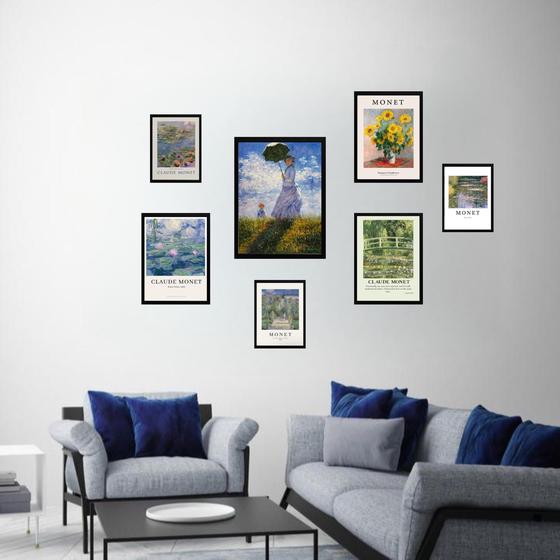 Imagem de Kit 7 Quadros Decorativos Claude Monet - com vidro