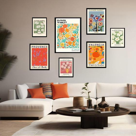 Imagem de Kit 7 Quadros Decorativos Flower Market Cities