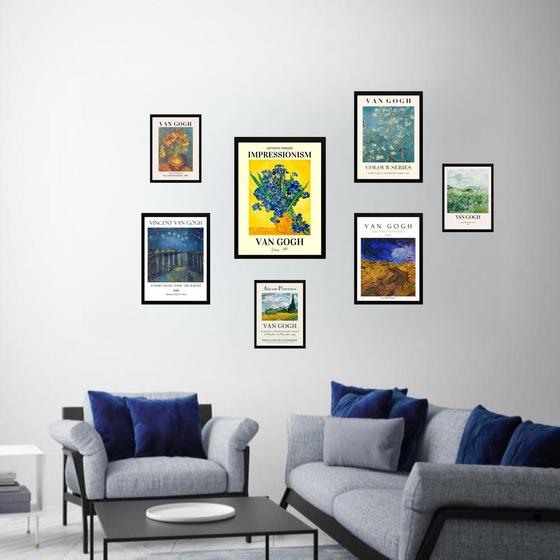 Imagem de Kit 7 Quadros Decorativos Van Gogh Paisagens