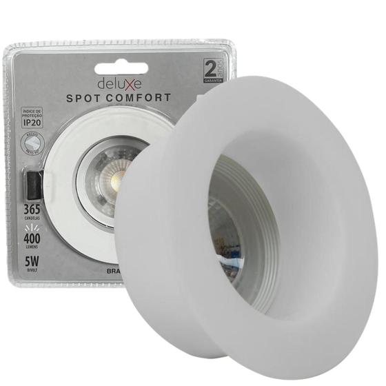 Imagem de Kit 7 Spot Led Comfort Redondo Recuado 5w Branco Quente 2700K