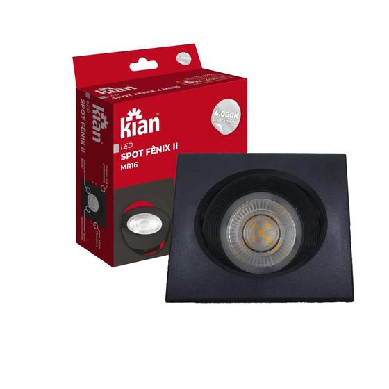 Imagem de Kit 7 Spot Led Quadrado 5w Preto Branco Neutro  4000K Bivolt