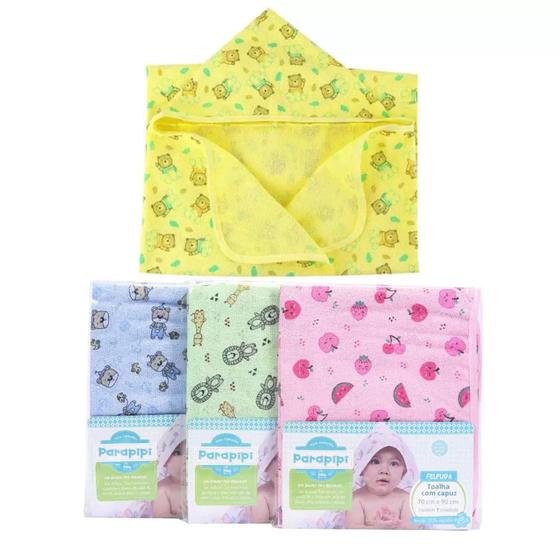 Imagem de Kit 7 Toalhas Felpudas Com Capuz 100% Algodão Bebê