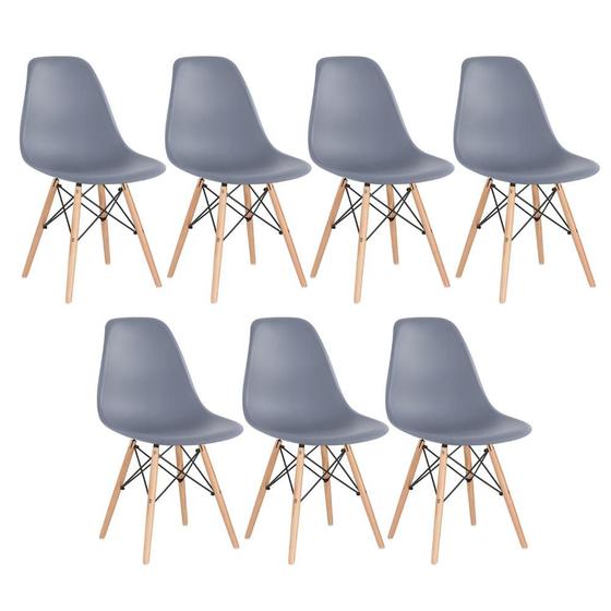 Imagem de Kit - 7 x cadeiras Charles Eames Eiffel DSW - Base de madeira clara