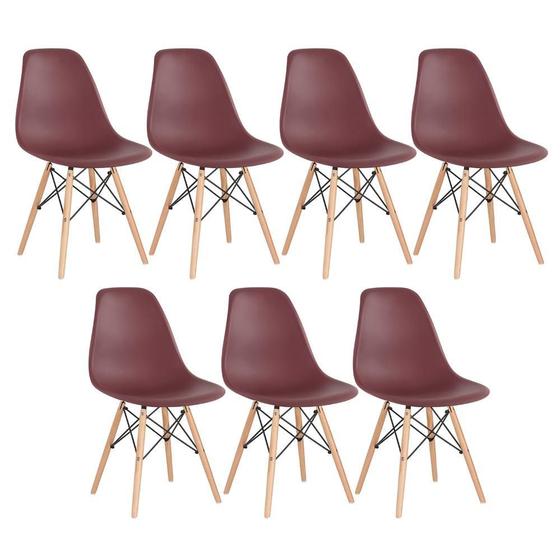 Imagem de Kit - 7 x cadeiras Charles Eames Eiffel DSW - Base de madeira clara