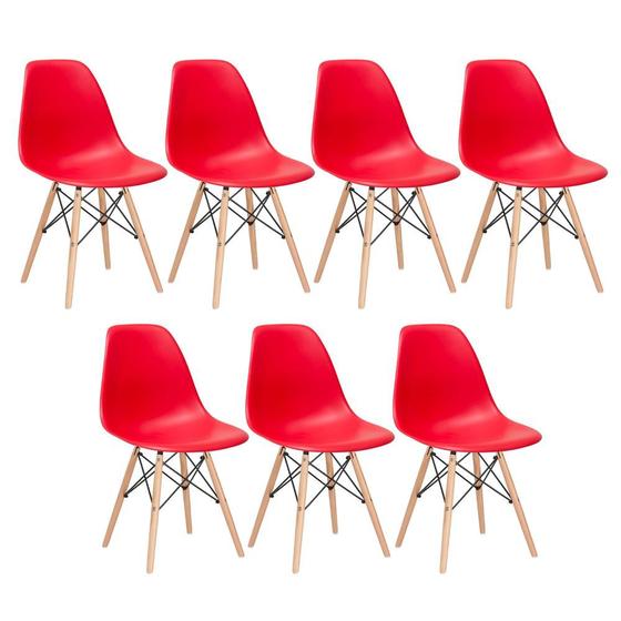 Imagem de Kit - 7 x cadeiras Charles Eames Eiffel DSW - Base de madeira clara