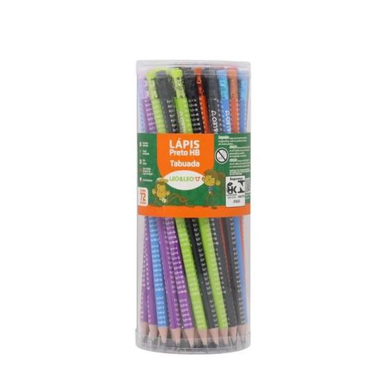 Imagem de Kit 72 Lápis Grafite HB Escolar com Tabuada Estampada e Borracha Prática para Aprender Mais