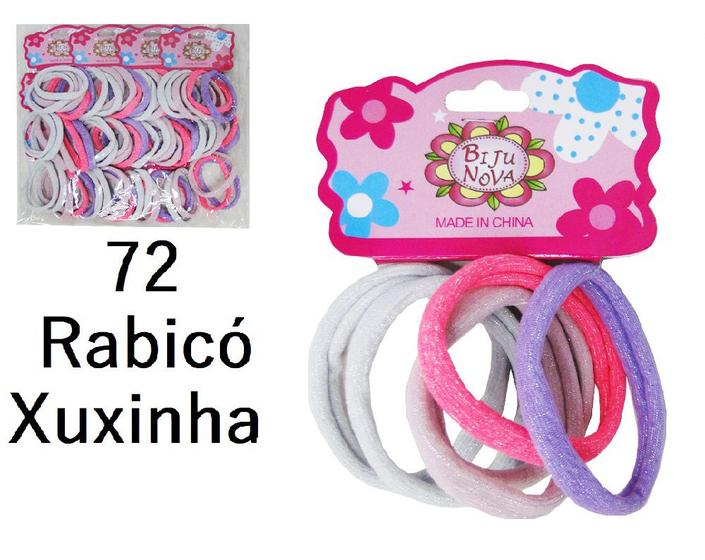 Imagem de Kit 72 Unidades Liga Elástico Meia Xuxinha com Glitter para Prender os Cabelos
