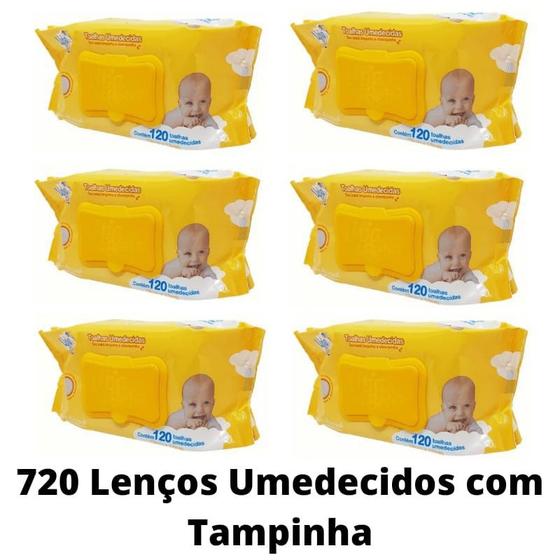 Imagem de Kit 720 Toalhas Umidecidos Upa Bebê Lenços 6 Pacotes Atacado
